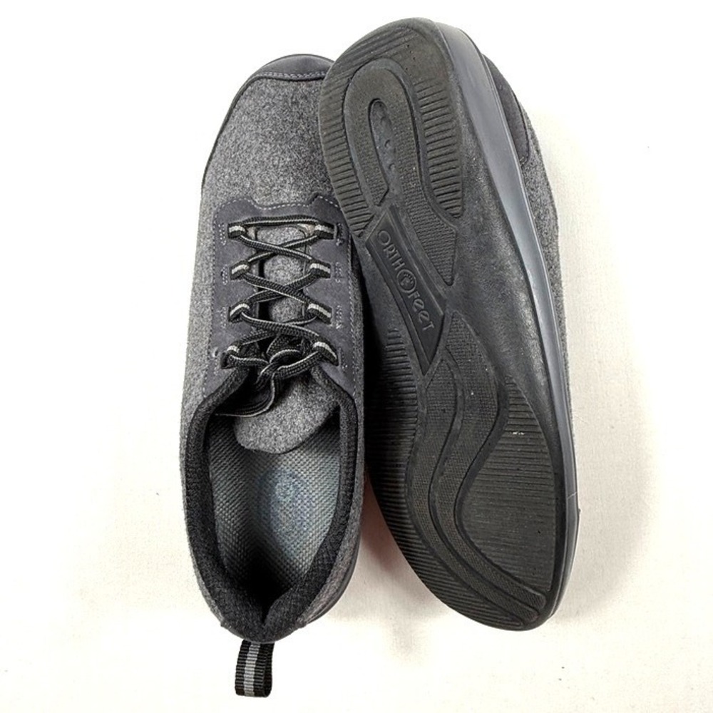 Orthofeet 711 Womens 12 B Charcoal Grey Wool Like Walking Sneakers Comfort Shoes - Picture 6 of 7
